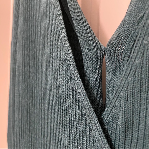 Leith V-Neck Reversible Cardigan Teal Sweater - Picture 7 of 9